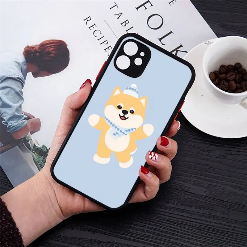 

Phone Case For iPhone 12 11 Mini Pro XR XS Max 7 8 Plus X Cute Shiba Inu Corgi Matte transparent cover