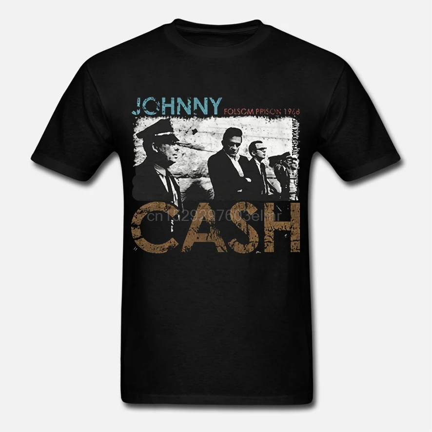 Мужская винтажная Футболка с принтом Джонни Кэша черная футболка коротким