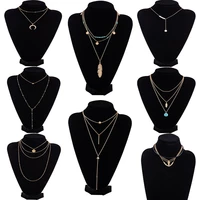 european and american cross border jewelry pine stone sequins geometry shape multi piece combination 8 pieces set necklace