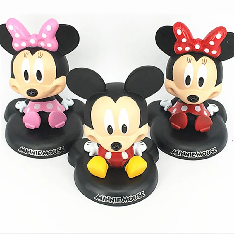 

Disney Anime Mickey and Minne Shaking Head creative car decoration doll Model Ornaments Puppets Peripherals cute toy Cartoon