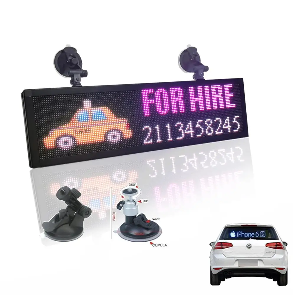 12v Car P4MM 32*128 Pixels RGB Led Sign full color Programmable scrolling information Multi-functio LED taxi display panel