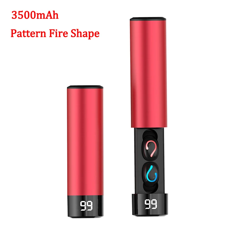 3500 мАч беспроводные наушники блютуз наушники bluetooth TWS V5.0 мини беспроводные Bluetooth наушники для телефона гарнитура спортивные Стерео шумоподавление наушники водонепроницаемые PK Q32 без проводные наушники - Цвет: 3500mAh-Red-Fire