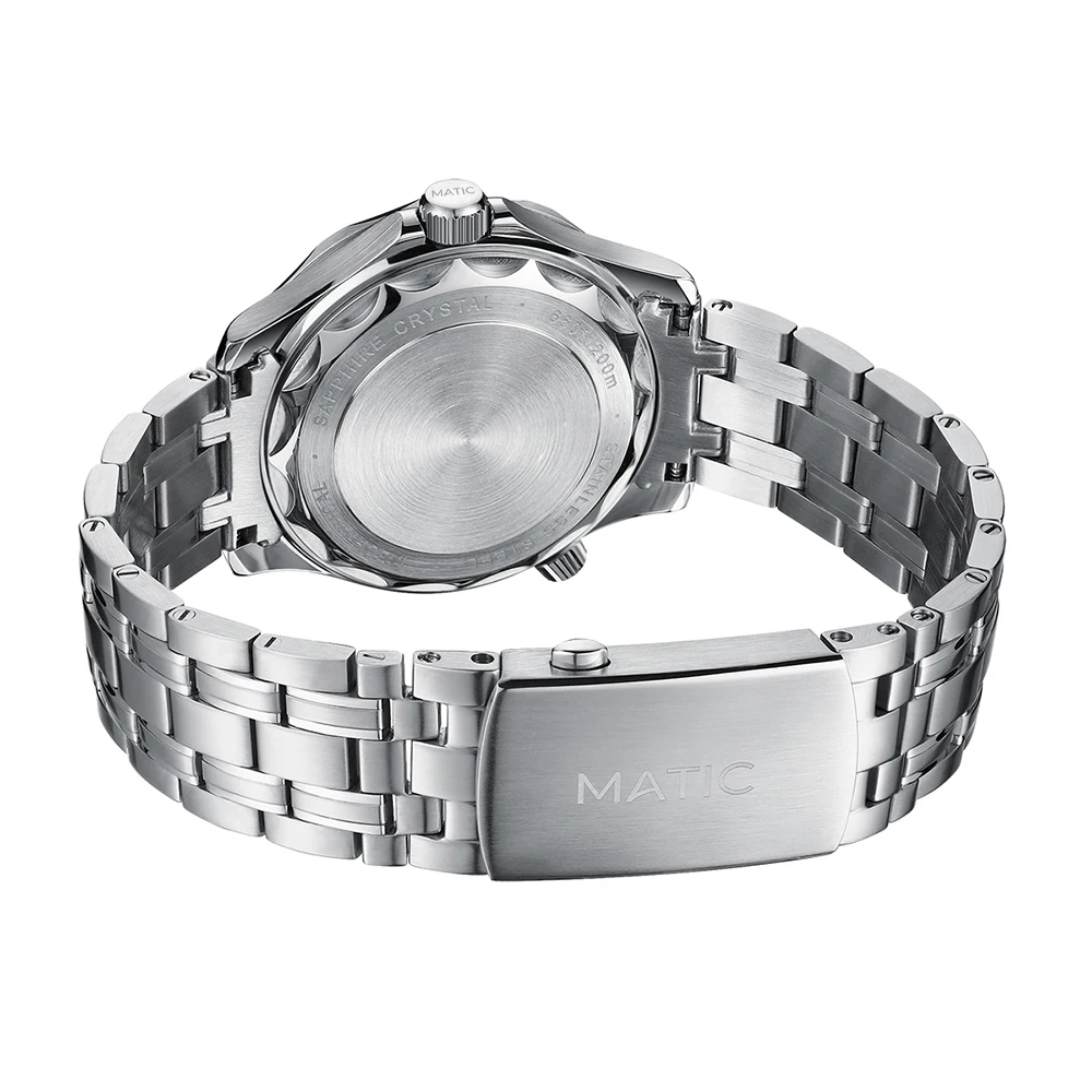 Дешево Механические наручные часы MATIC DIVER, 200 м, 41 мм, PT5000 [серый циферблат с серебристой керамической вставкой в рамку]