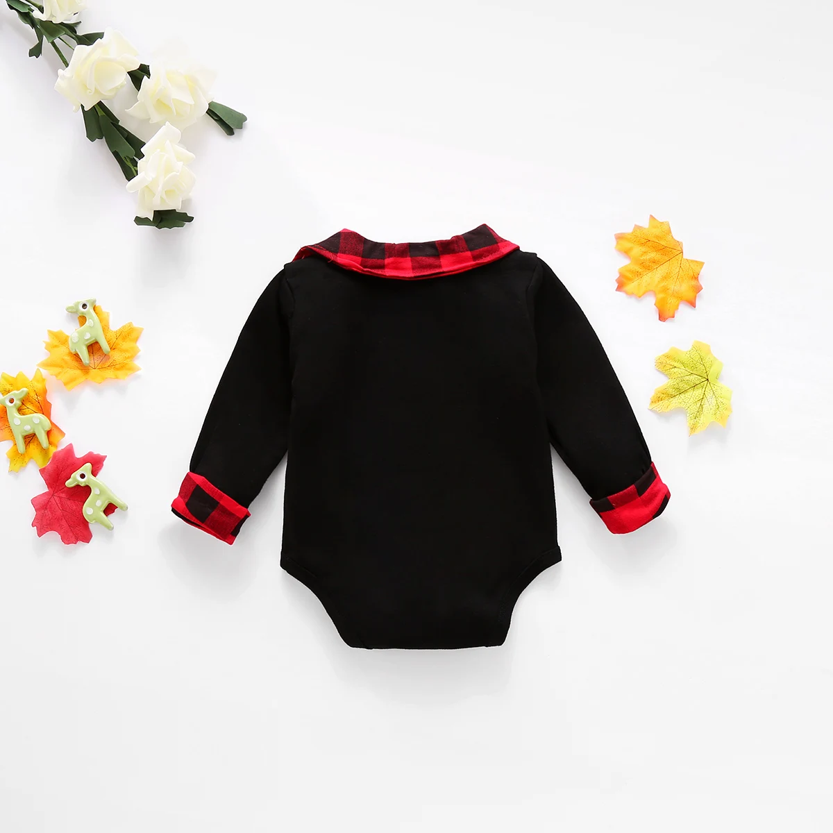 

Baby Boy Christmas Bodysuits Long Sleeve Turn Down Collar Printed Jumpsuits 0-18M Infant Toddler Festival Casual Cotton Outfits