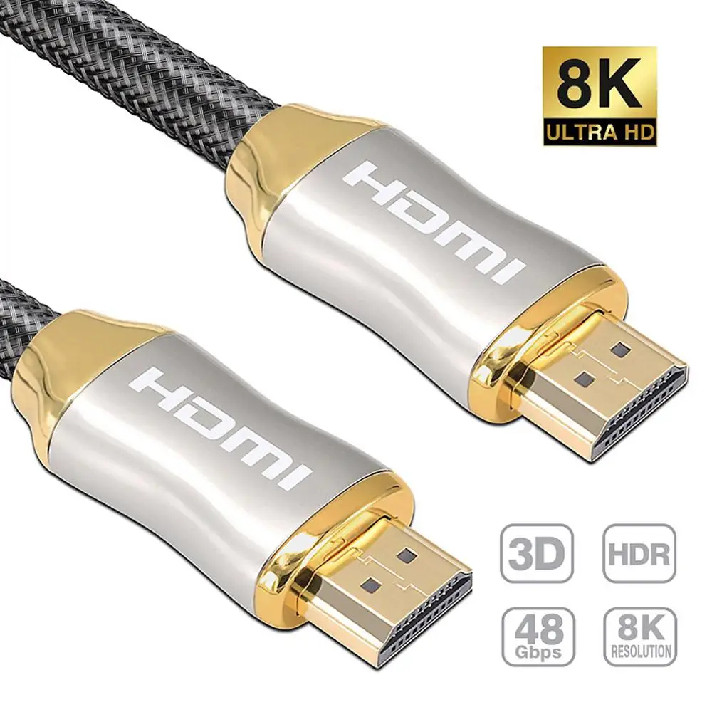 Кабель совместимый с HDMI 8K 60 Гц Ultra HD позолоченный высокоскоростной 4K 120 48 Гбит/с