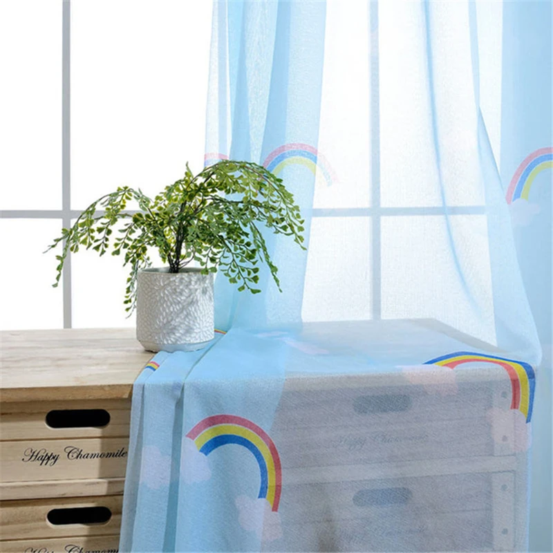 Голубого цвета с мультипликационным принтом Радуга Принт дети мальчики девочки