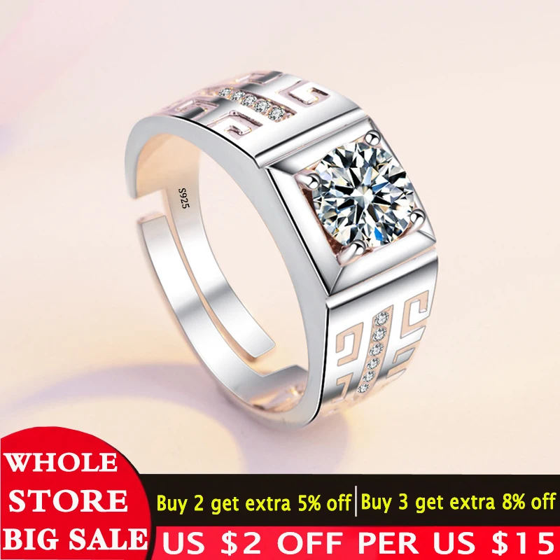 Мужские Регулируемые кольца LMNZB ювелирные изделия из стерлингового серебра 925