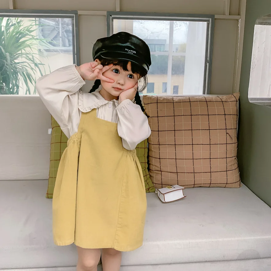 

Easy Garment, новинка весны 2022, кукольный воротник с длинным рукавом для девочек, белая рубашка, детский корейский комплект