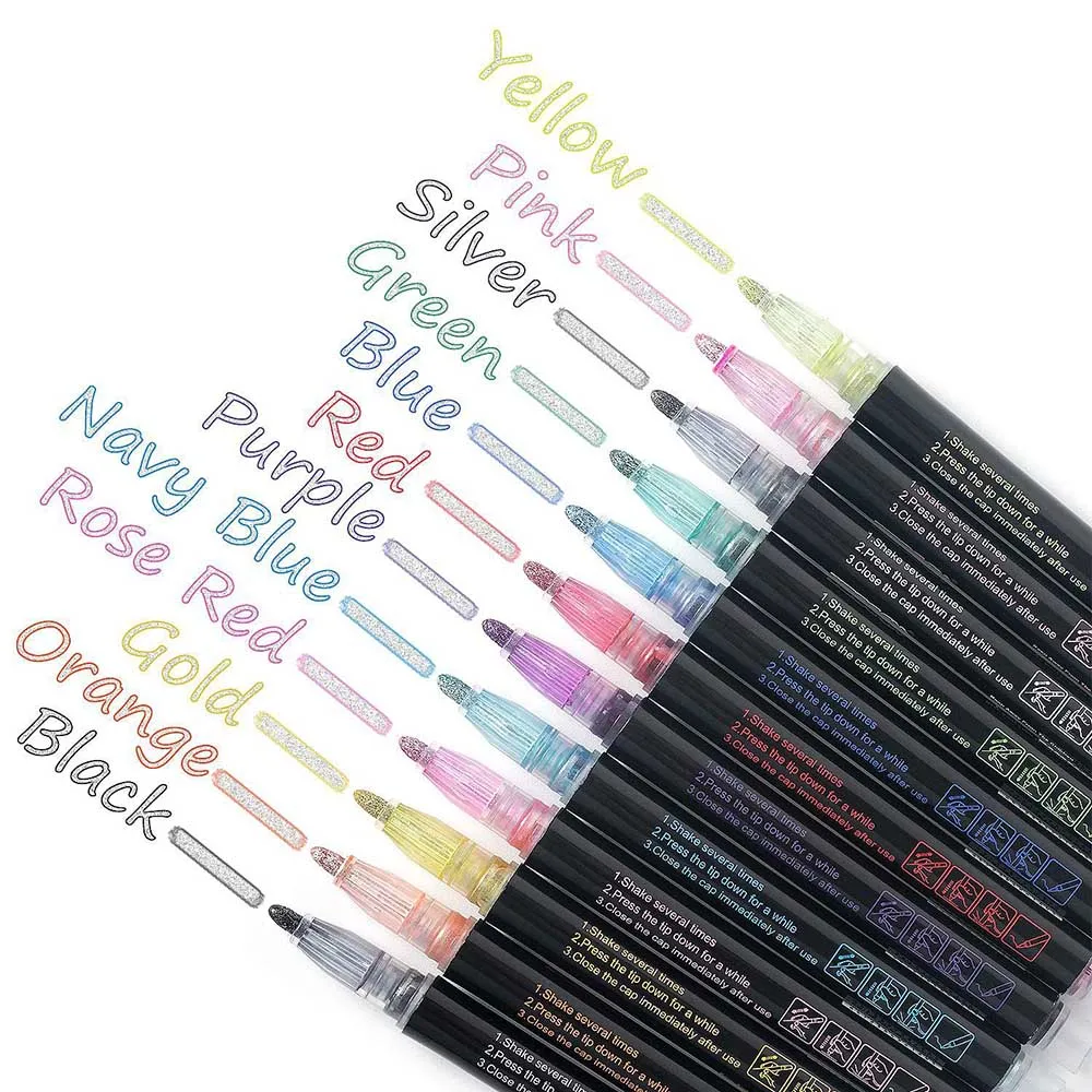 

8pcs/set Double Lines Contour Color Art Pens Markers Pen Out Line Pen Highlighter Scrapbooking Diary Graffiti Poster Card