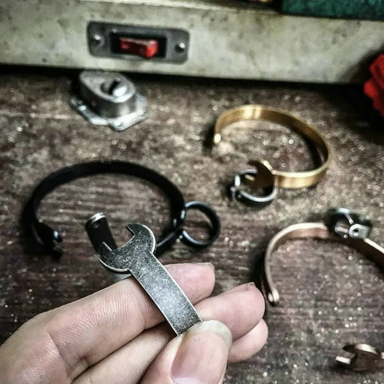 ANILLO бренд мужской гаечный ключ Браслеты Винтаж Серебряный механик Рок Открытый манжета браслет из нержавеющей стали для женщин влюбленных ювелирные изделия
