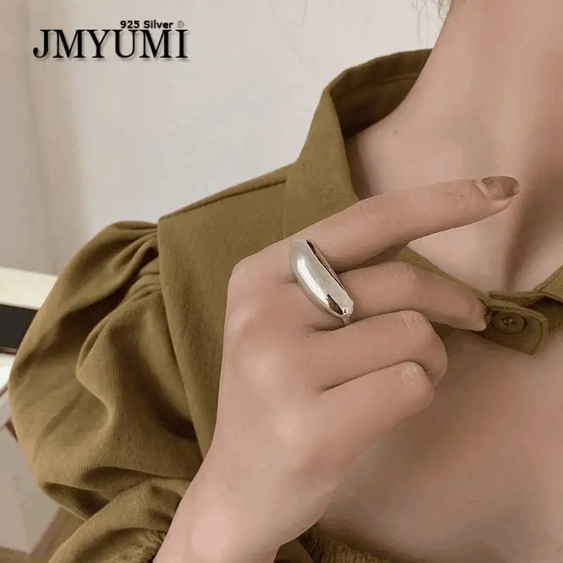 Минималистичные гладкие кольца JMYUMI из стерлингового серебра 925 пробы для женщин, новые модные креативные геометрические праздничные украш...