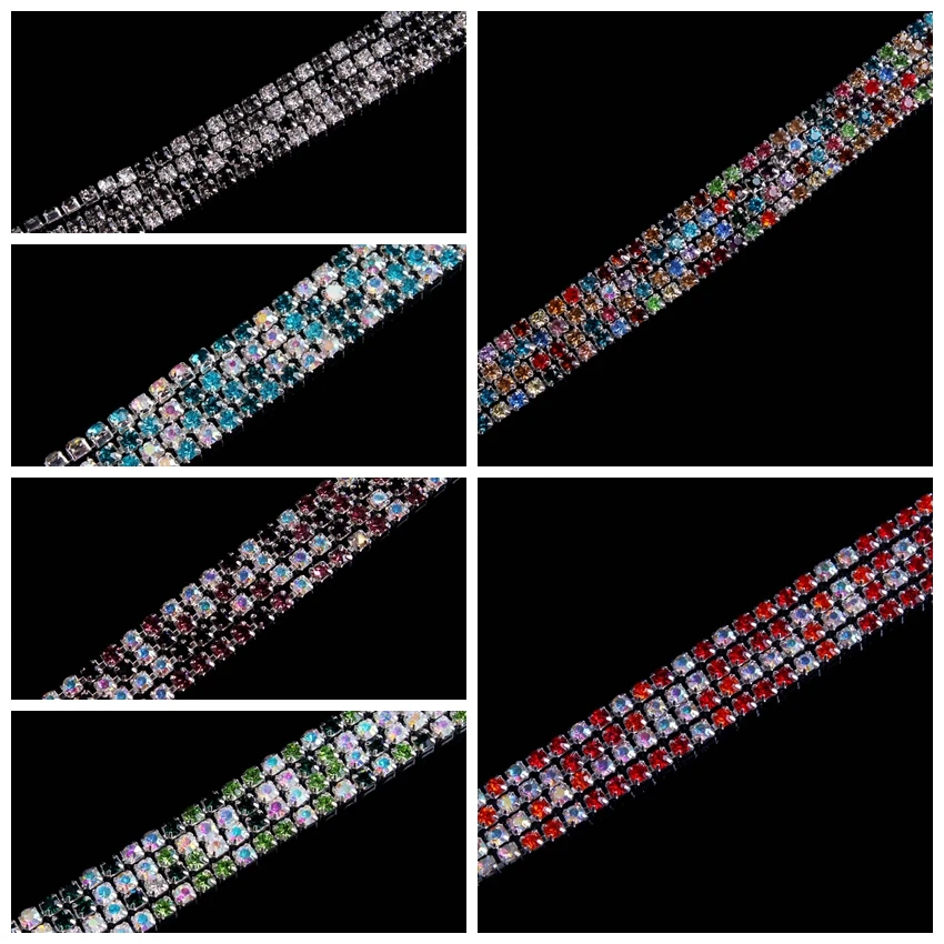 Стразы шириной 3 мм швейная цепочка со стразами для шитья рукоделия с серебряным