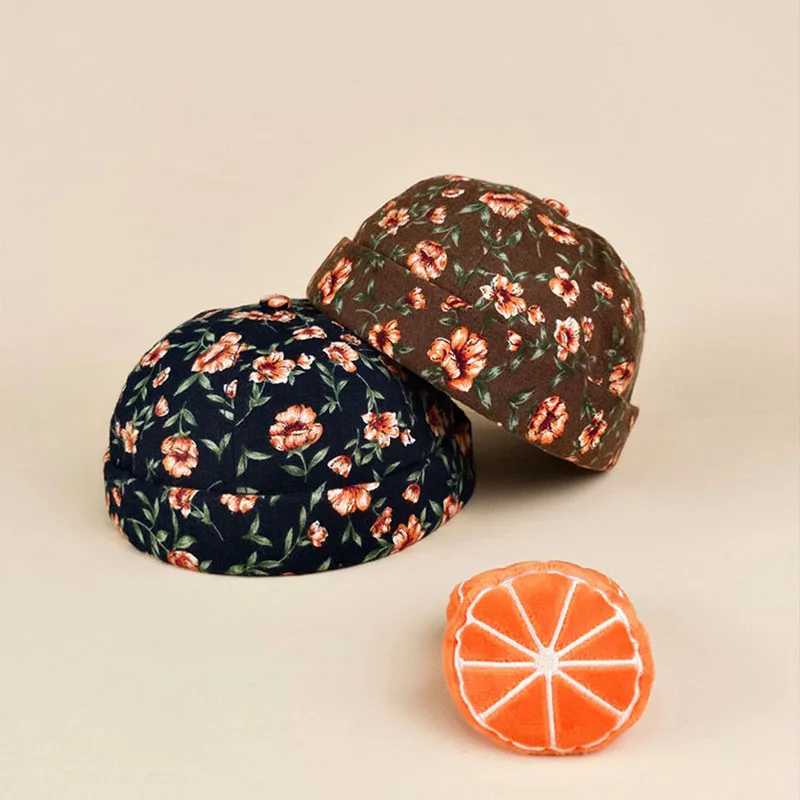 

Summer Vintage Docker Cap Brimless Hat Breathable Beanie Hats Cotton Retro Adjustable Literary Landlord Sailor Cap Hip Hop Hat