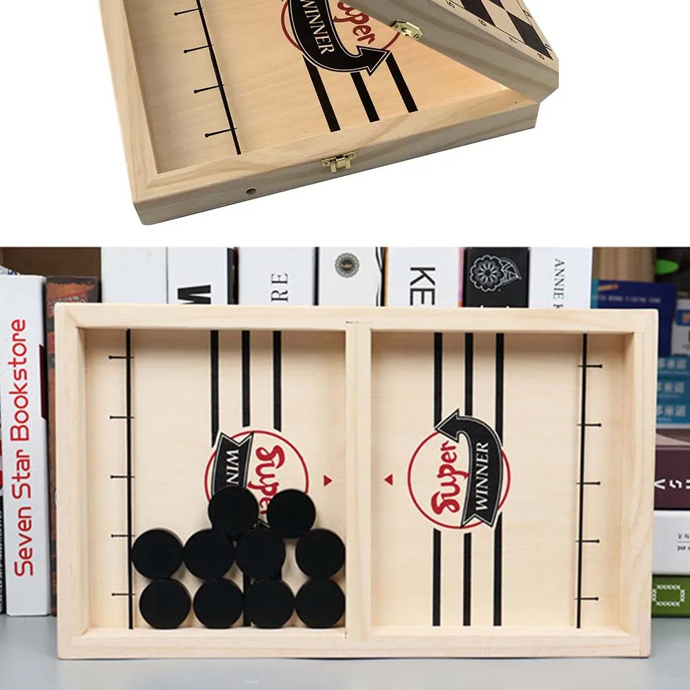 

Fast Sling Puck Game Paced Wooden Table Hockey Winner Games Interactive Chess Toys For Adult Children Desktop Battle Board Game