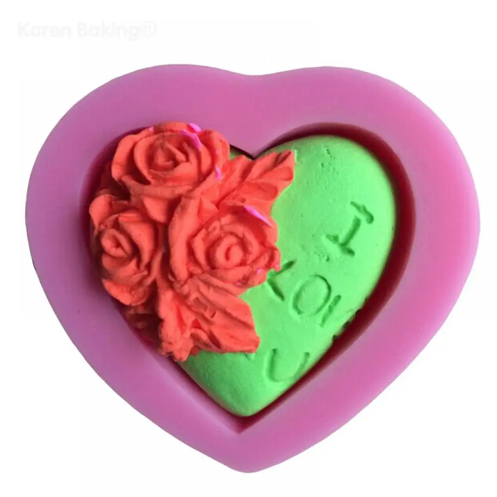 3D силиконовые формы для торта форма в форме сердца роза цветок шоколад формочки