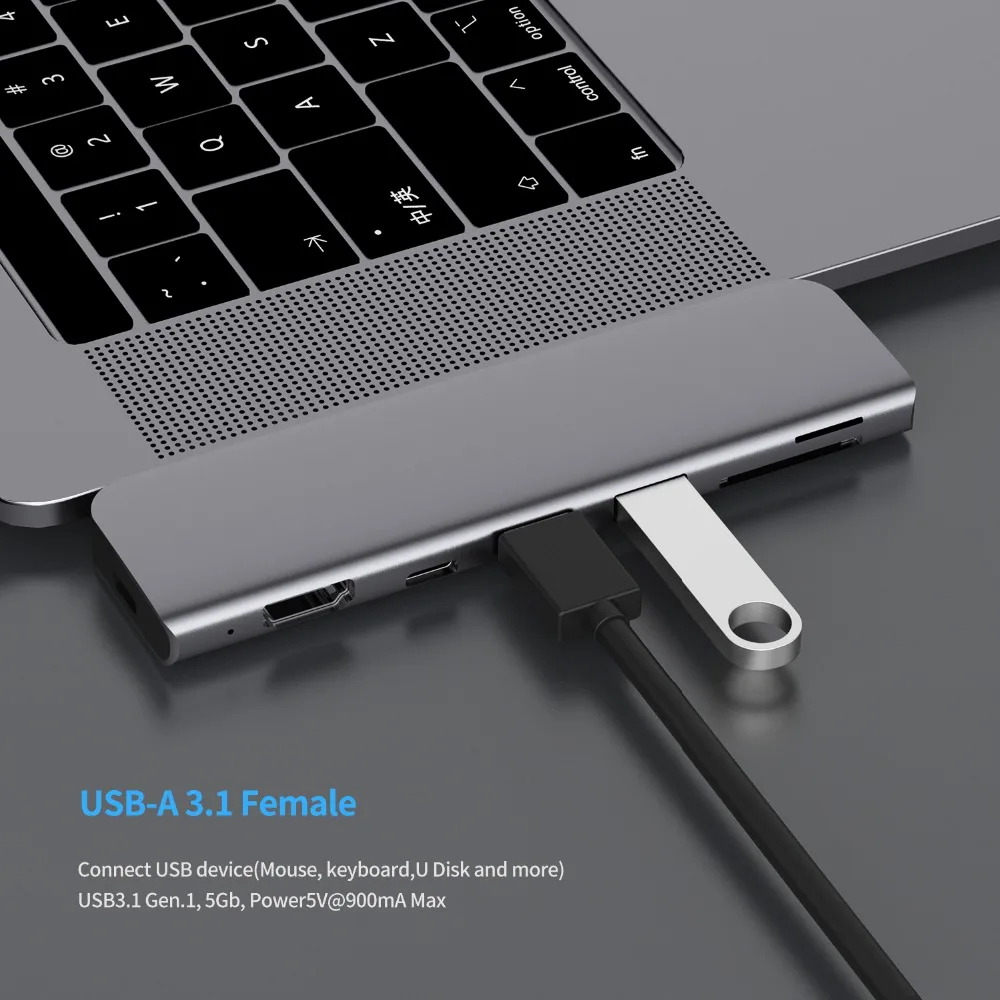 USB 3,1 type-C концентратор к HDMI адаптер 4K Thunderbolt 3 USB C концентратор с концентратором 3,0 TF sd-ридер слот PD для MacBook Pro/Air /
