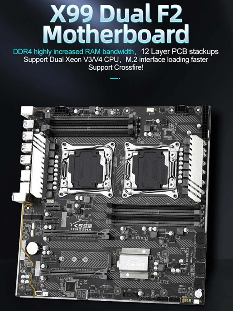 Verkauf JINGSHA X99-F2 Computer Für Xeon V3 V4 CPU Motherboard E-ATX Dual Kanal DDR4 256G SATA 3,0 M.2 NVME USB 3,0 Motherboard