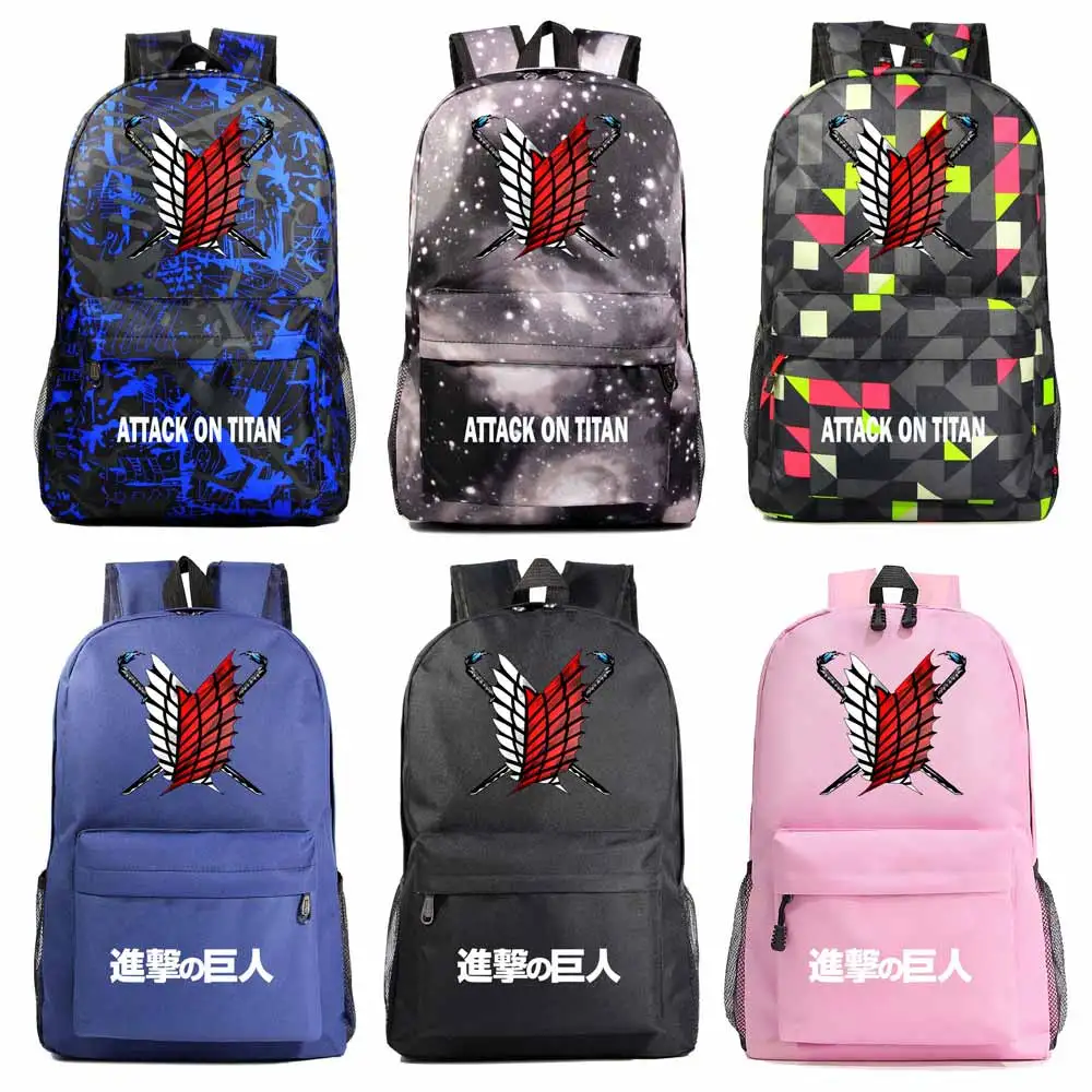 

Christmas Cartoon Anime Wings Attack On Titan Boy Girl Book School bag Women Bag pack Teenagers Schoolbags Men Student Backpack