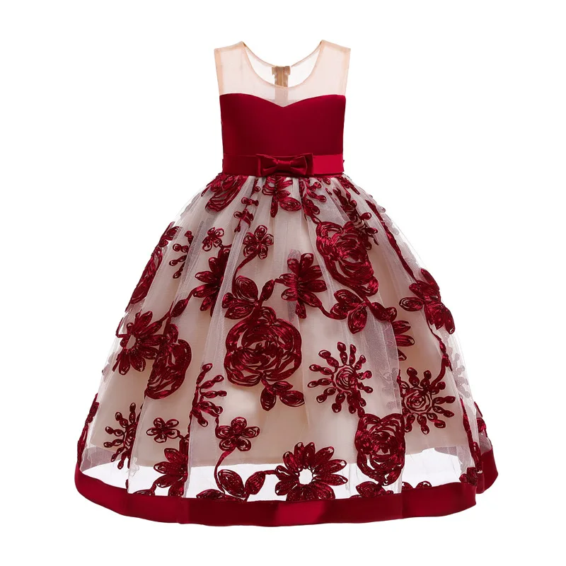 Платье принцессы новинка 2019 платье для девочек с бантом цветочным принтом