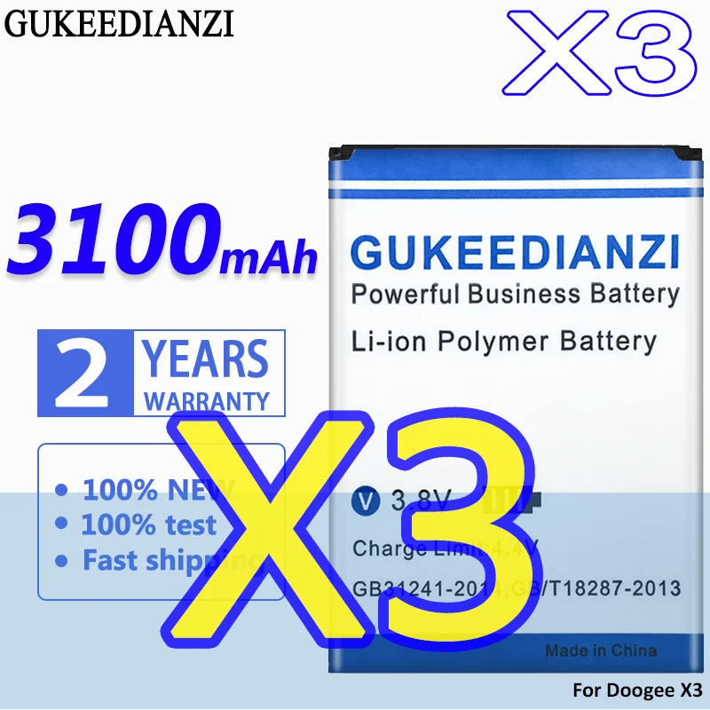 

High Capacity GUKEEDIANZI Battery 3100mAh For Doogee X3