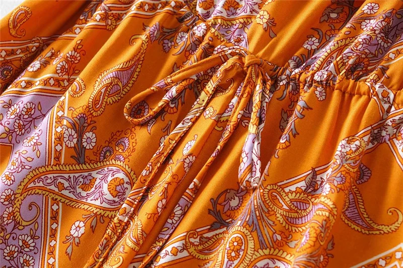 Винтажные шикарные женские оранжевые Боди без рукавов с цветочным принтом в