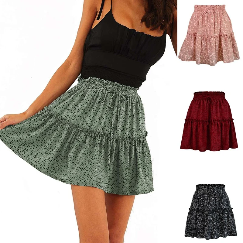 

Summer Female High Waist Female Mini Skirt a Word Flower Skirt Club Outfit Sexy Short Beach Skirt