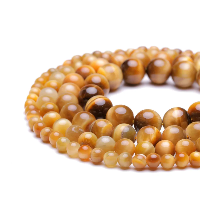 Оптовая продажа гладкие желтые тигровые круглые бусины из натурального камня
