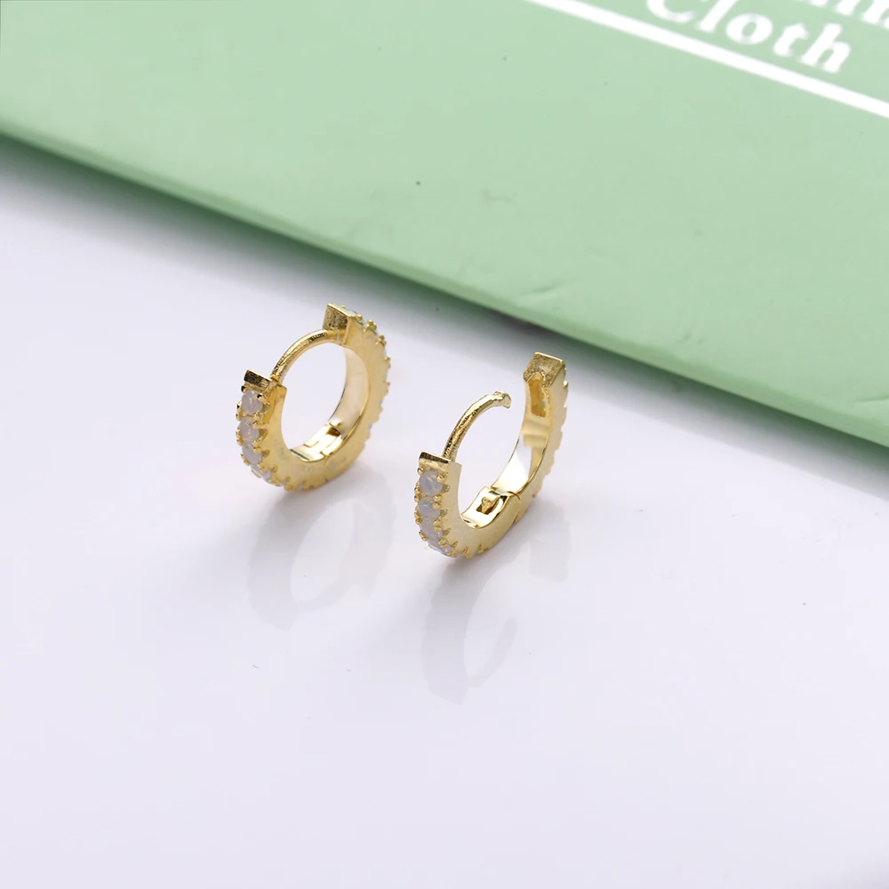 

Slovecabin 925 Sterling Silver Opal Eternity Hoop Earring Gold Big Hoop Earrings Mini Loop Circle Crystal Women Luxury Jewelry