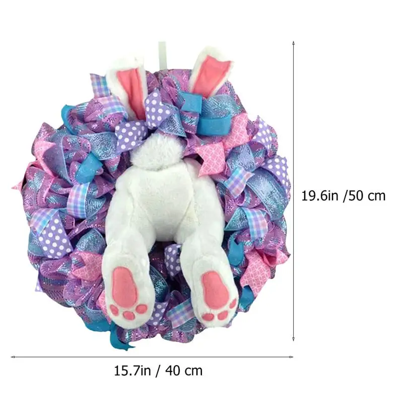 

1Pc Creative Easter Bunny Wreath Door Window Hanging Decor Garden Hanging Lei