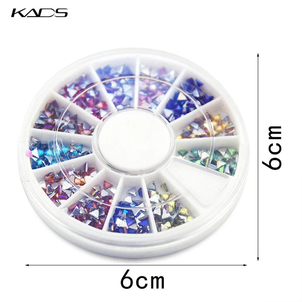 KADS 1.5*3 мм AB Цвет Треугольник 600pcs12 Стиль Красочные Искусство Ногтей Советы Кристалл горный хрусталь Украшения DIY