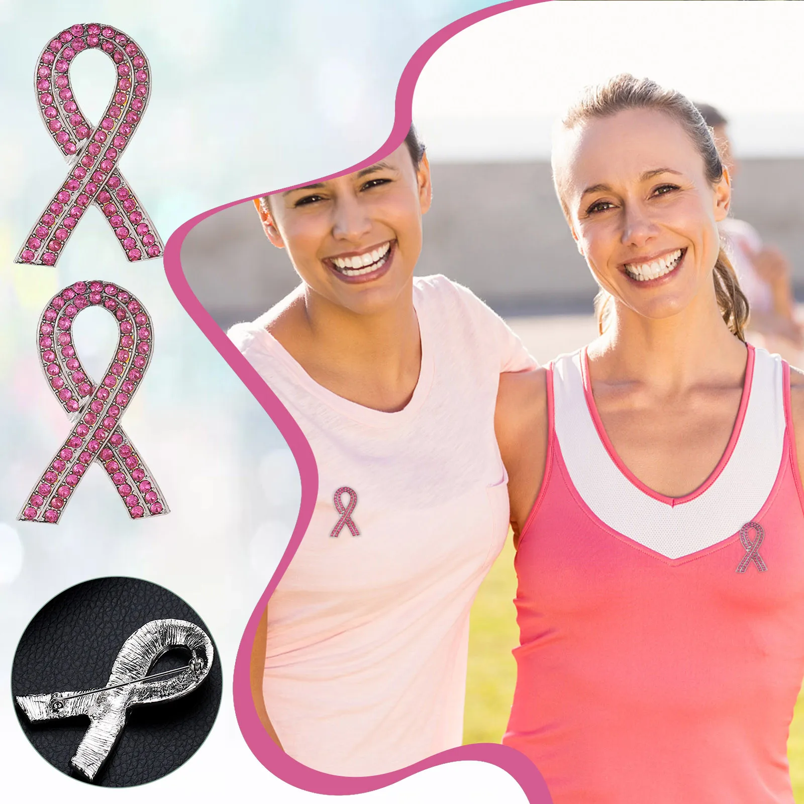 Эмалированная брошь в виде ленты для предотвращения рака груди |