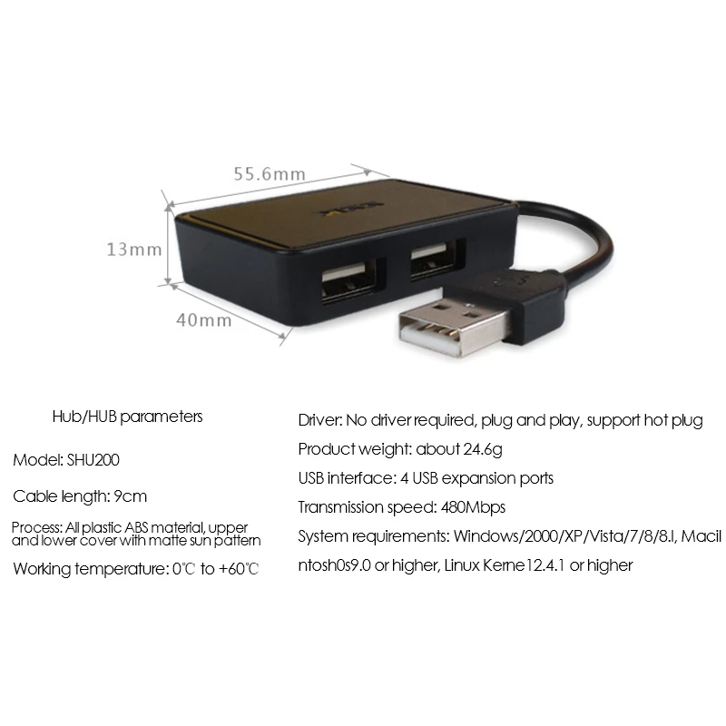 SSK 4-Port HUB USB2.0 Is Suitable for Video Cameras USB Fans Mouse Keyboards Samsung Xiaomi iPhone and Other Devices | Компьютеры и