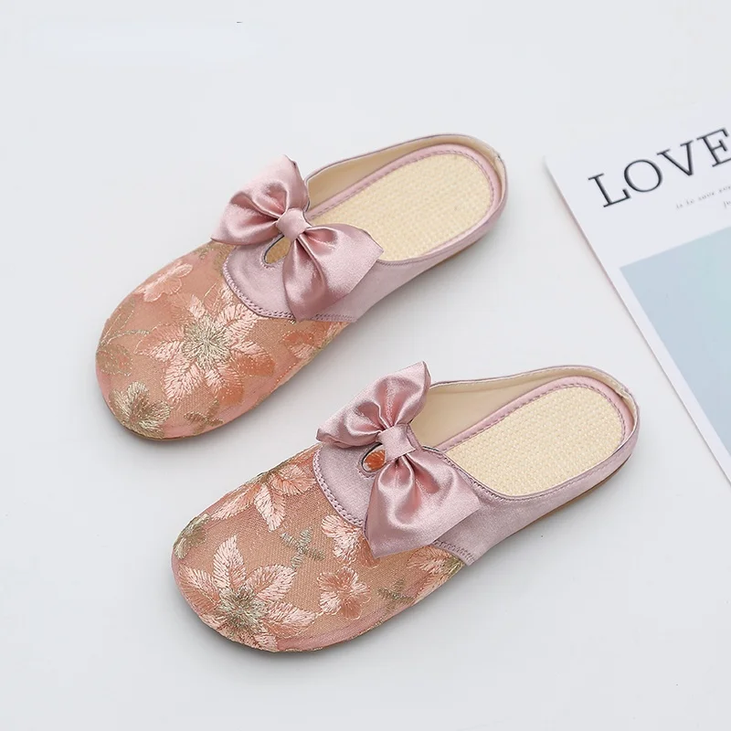 

Туфли Baotou женские с вышивкой, простая дышащая обувь, с бантом, украшенные бантом, карамельные цвета, сандалии, весна-лето 2021