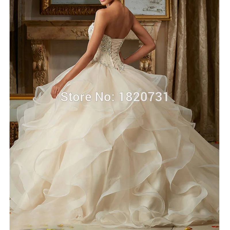 Платье без рукавов Quinceanera цвета шампанского недорогое бальное платье из органзы