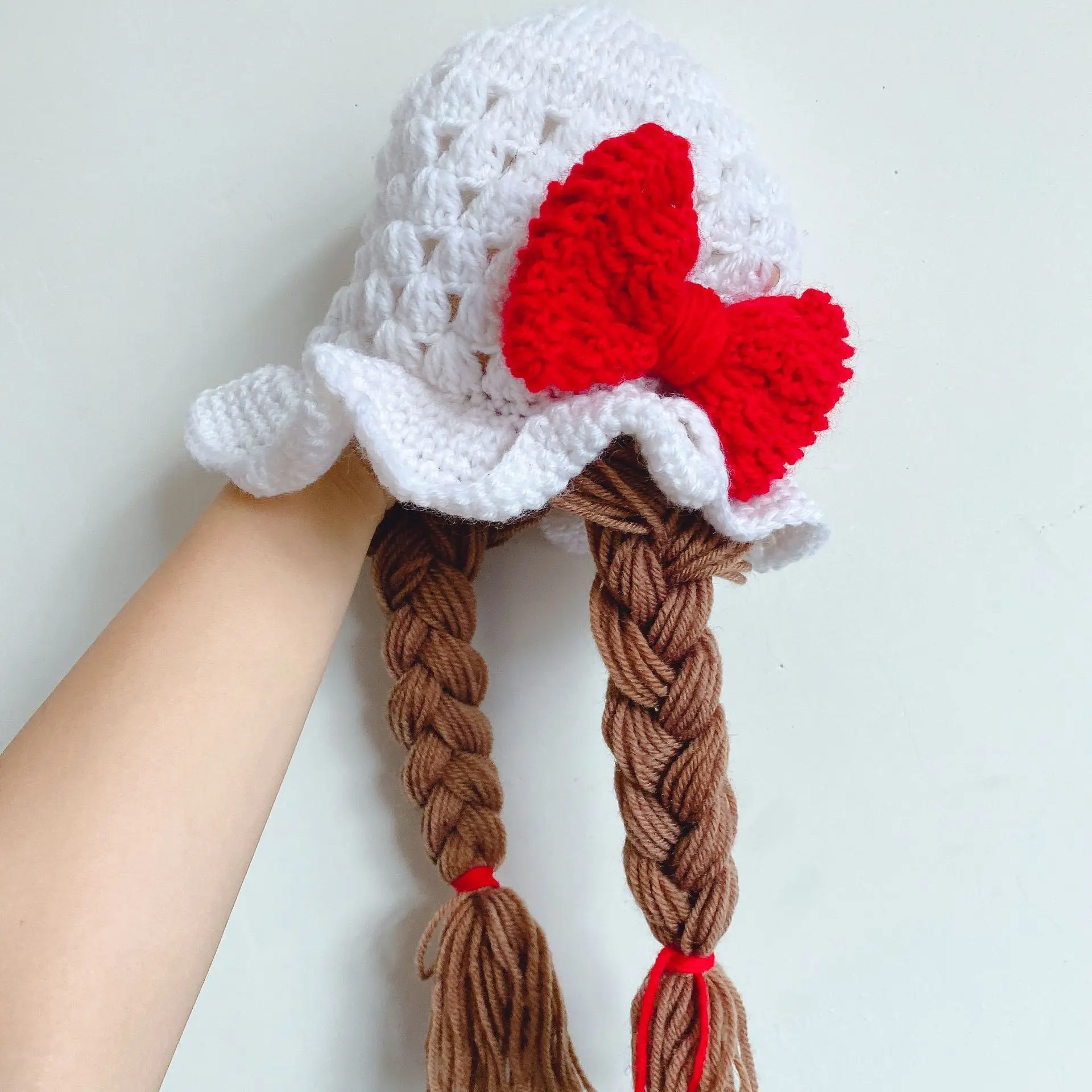 Cute Hats For Baby Girls Braid Bonnet Kids Spring Beanie Hollow Toddler Child Handmade Woolen Earmuffs Cap Newborn Photo Props | Детская