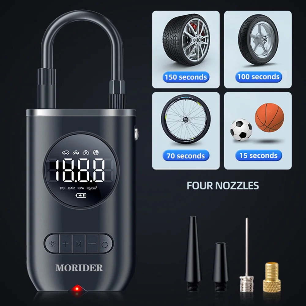 

Умный воздушный насос со светодиодсветильник кой, 150psi, беспроводной Перезаряжаемый Электрический автоматический насос с функцией автомат...