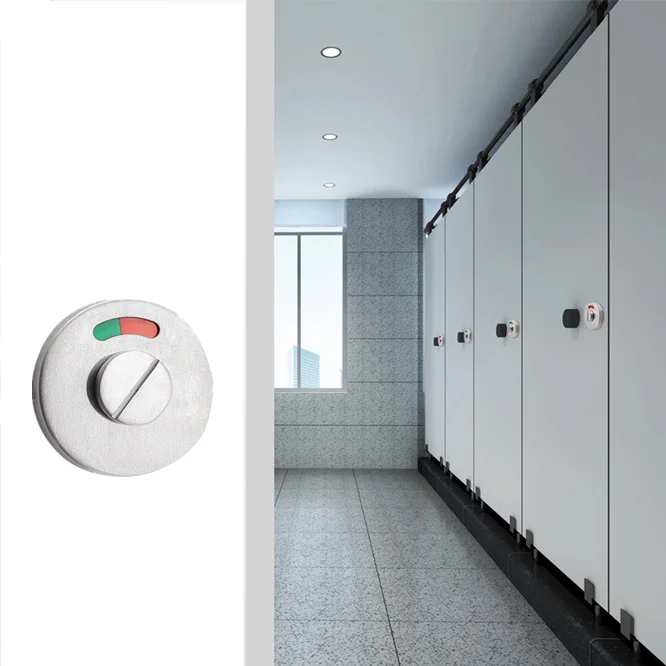 

8 sets Stainless Steel Door Lock Rotation Indicating Latch Public Toilet Bathroom Sliding Door Handle Knob Hardware Accessories
