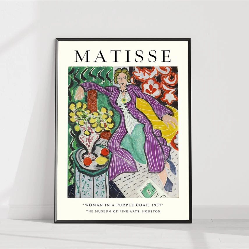 

Wall Art Woman in a Purple Coat Canvas Painting HD Prints Henri Matisse Poster Home Decor For Bedroom Modular Pictures Frame