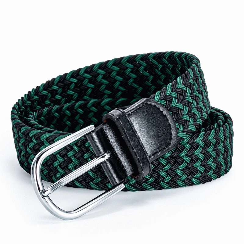 

2021Men Women Casual Knitted Pin Buckle Belt Woven Canvas Elastic Expandable Braided Stretch Belts Plain Webbing Strap