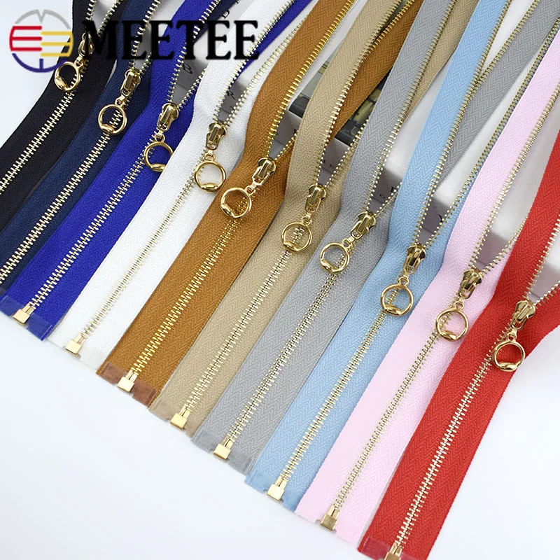 Meetee 2/5 шт. 40/50/60/70 см 3 # металлическая молния с открытым концом Автоматическая