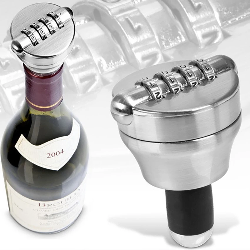 

Combination Lock for Wine & Liquor Bottle, Wine Whiskey Bottle Top Stopper, Bottle 4 Digits Password Code Digital Lock