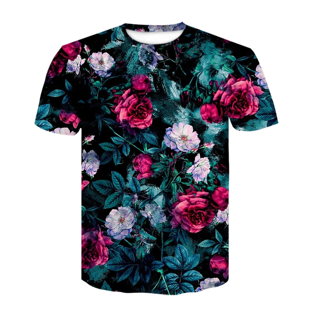 

2021 Summer new style 3D printing floral men and women same T-shirt o-neck high-quality breathable soft popular tshirt s-6xl