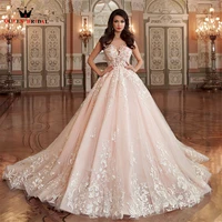 luxury ball gown wedding dresses big train tulle lace appliques flowers formal bridal gown 2022 new custom made ds128
