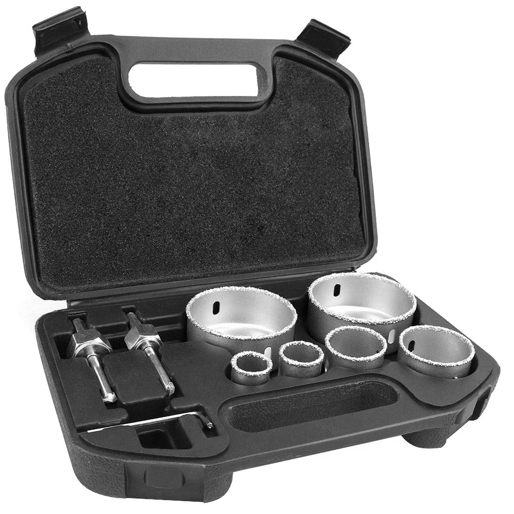

Tile Hole Diamond Coated Drill Bit Ceramic Punch Set Carbide Hole Saw Kit Brazing Particle Alloy Hole Opener Combination 9PCS