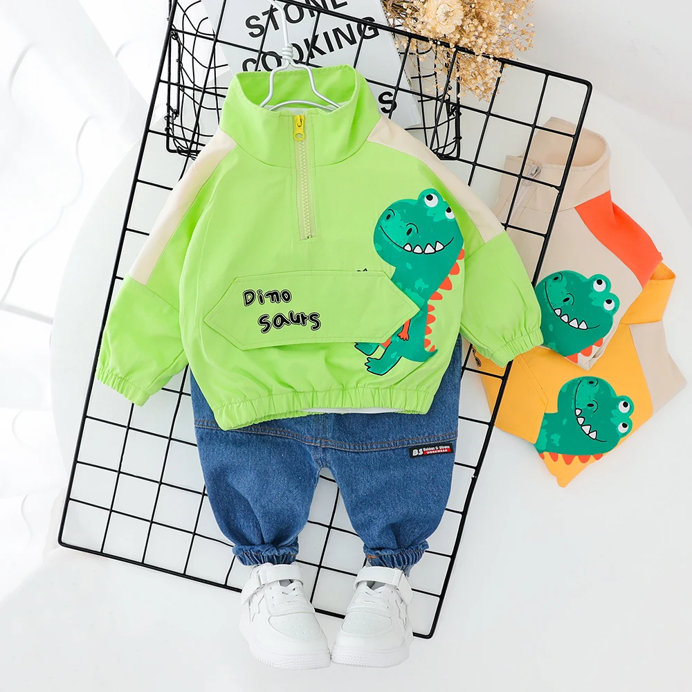 Cute Baby Boy Clothing Set Cartoon Dinosaur 2PCS 2020 New Toddler Boys Letter Print Spring Autumn Outwear |