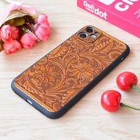 for iphone tooled brown leather print soft matt apple case