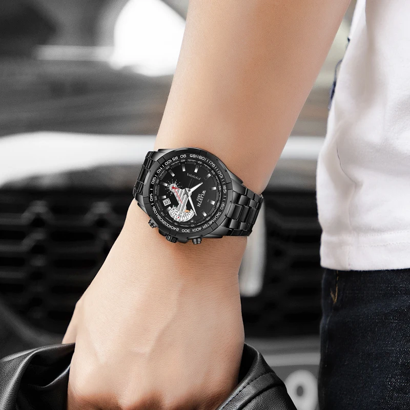 

WLISTH Men's Watches Waterproof Famous Watches For Men Clock Casual Stainless Steel Bracelet Watch Man Black Horloges Mannen