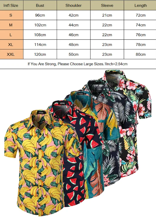 Гавайская рубашка мужская с принтом фруктов модная блузка короткими рукавами