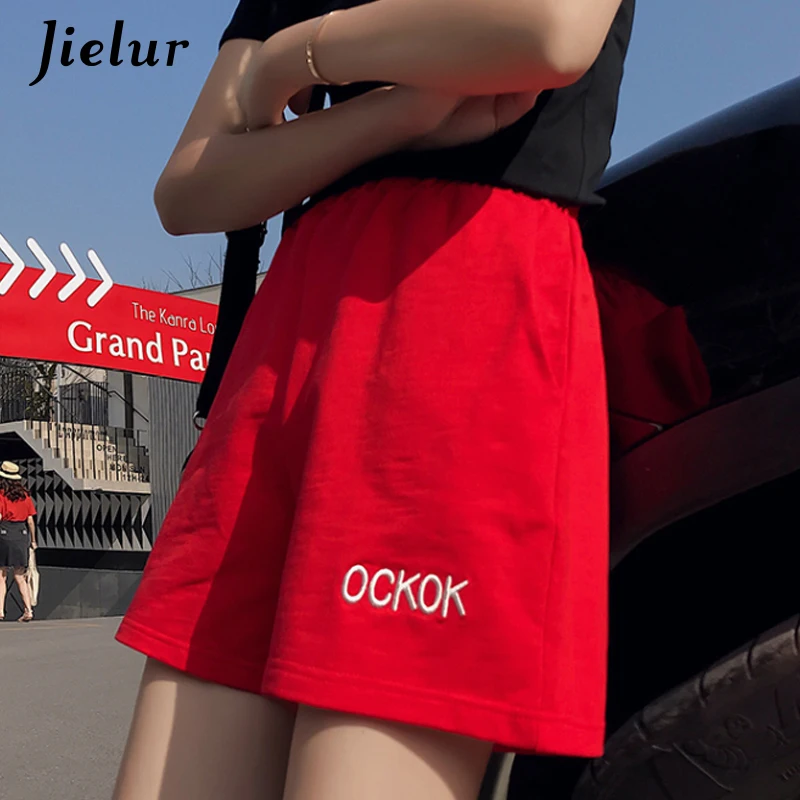 Шорты Jielur женские с вышивкой повседневные короткие штаны в стиле Харадзюку