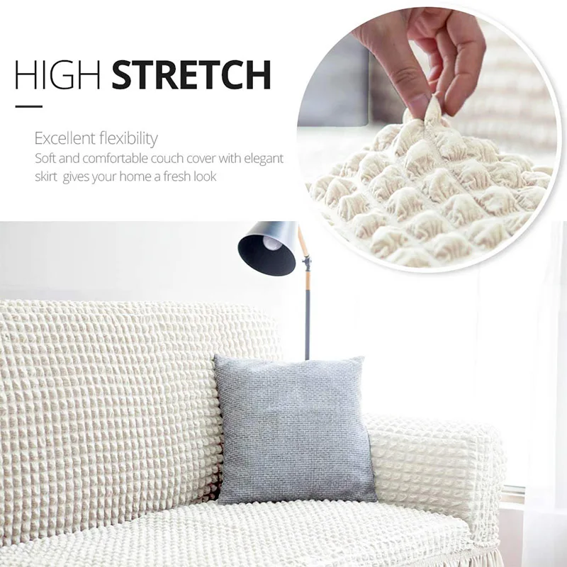 Чехол для дивана жаккардовый эластичный с юбкой гостиной | Дом и сад